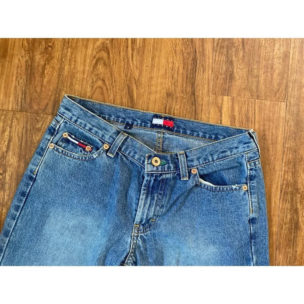 Vintage Tommy Hilfiger Straight Jeans Women's 7 Rare Raw Frayed Hem Side‎ Slits